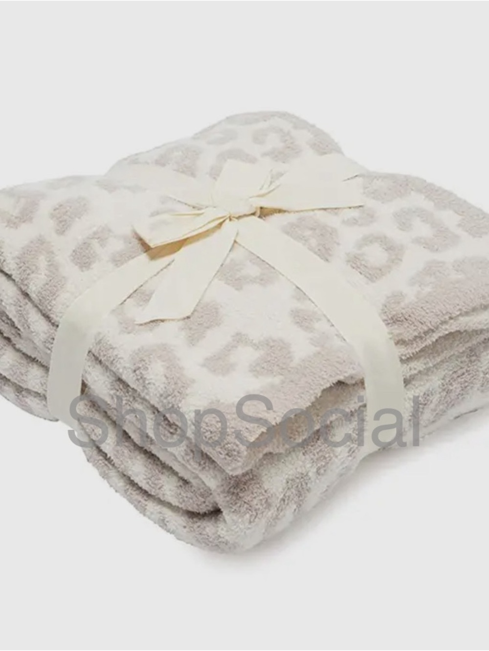 Luxury Leopard Print Plush Throw Blanket - Cream Taupe